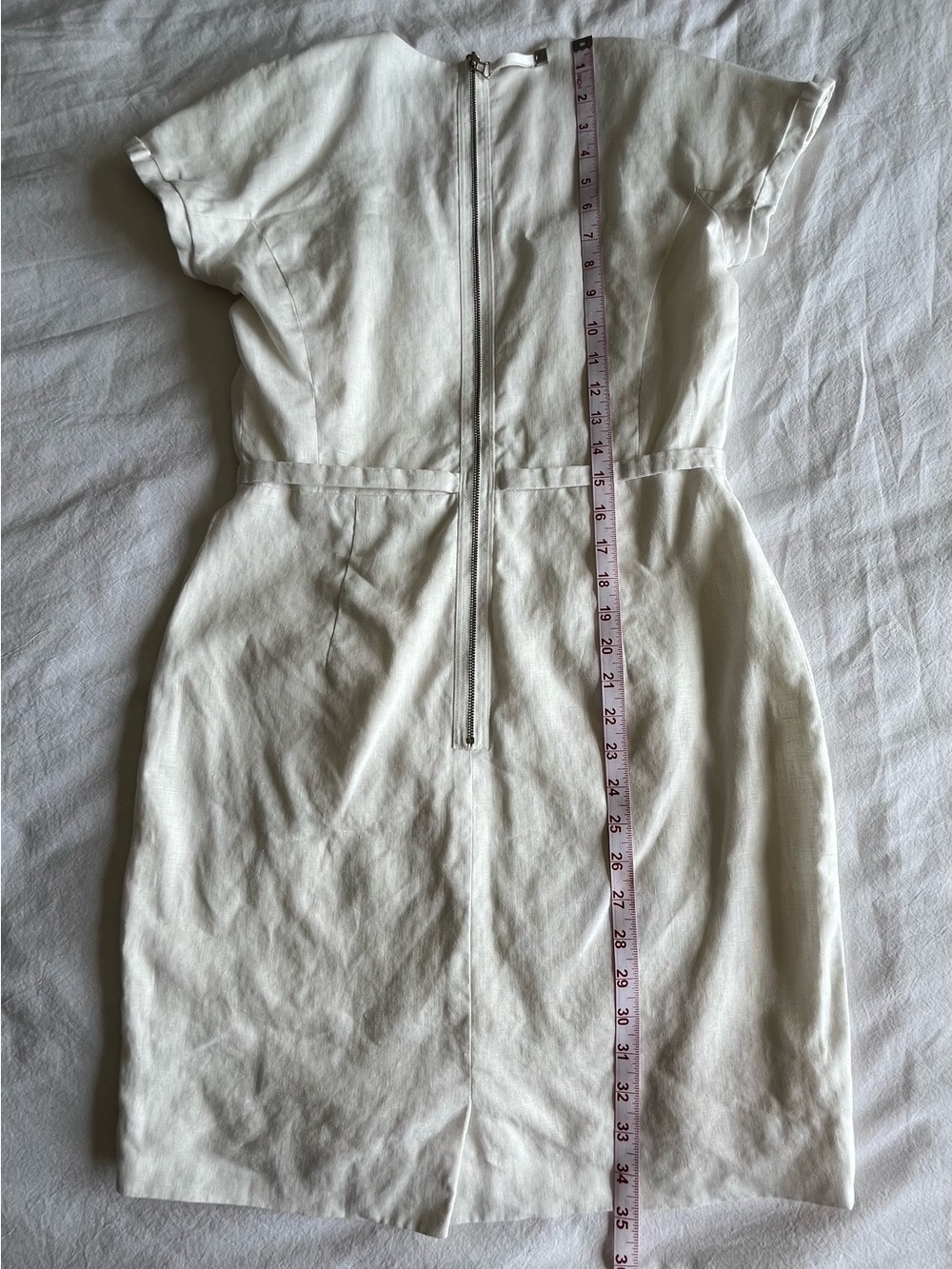 Sandra Angelozzi 100% Linen White Square Neck Dress Fully Lined EU 36 US 6 - Picture 11 of 16